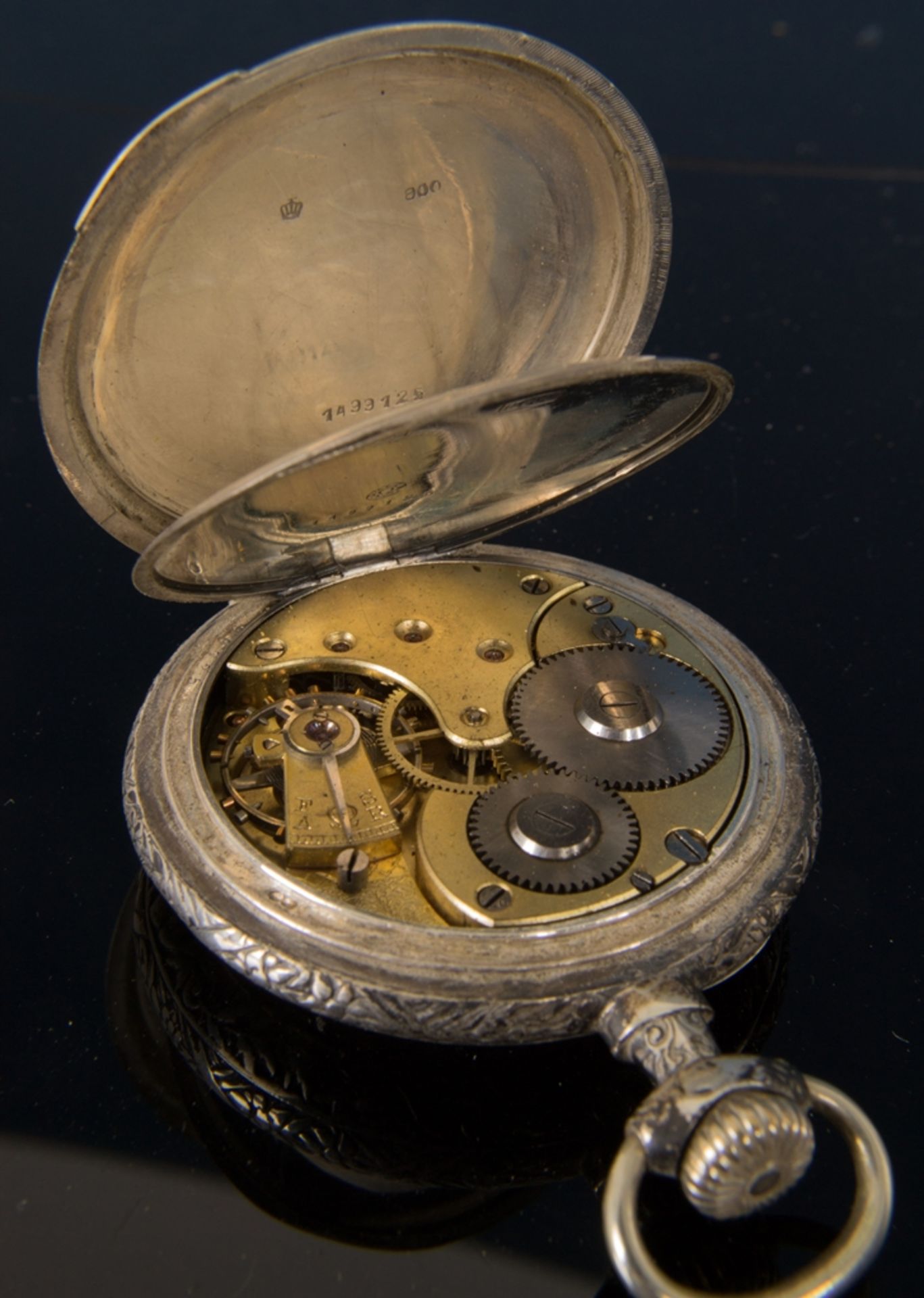 Prächtige OMEGA-Herrentaschenuhr, aufwändig gestaltetes elfenbeinfarbiges Emailleziffernblatt mit - Bild 6 aus 11