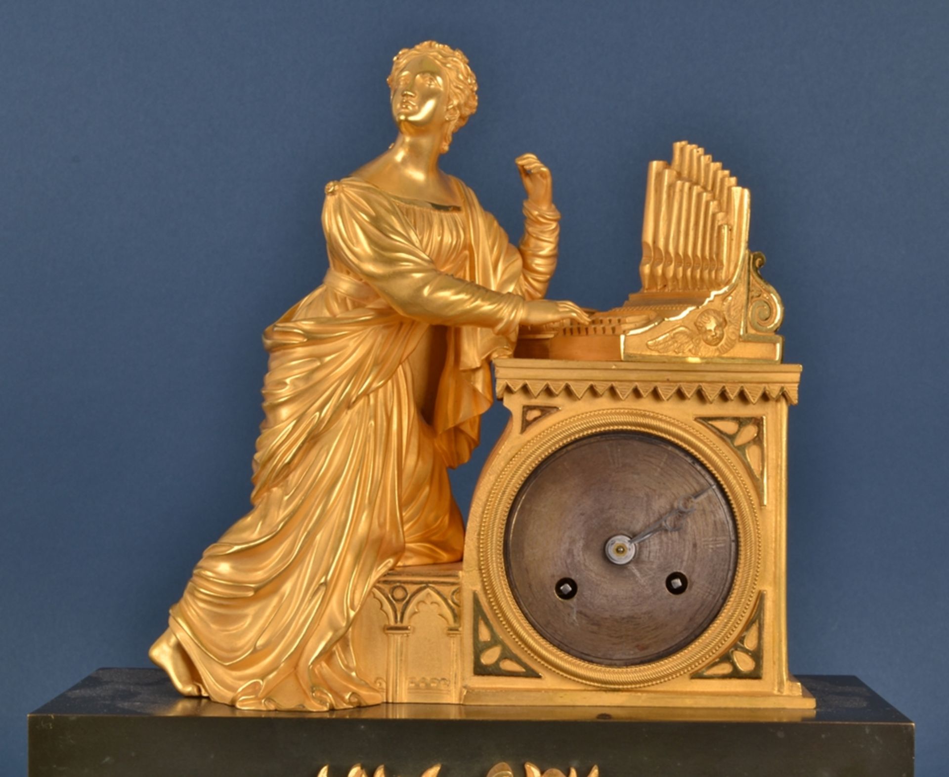 Antike französische Pendule/Kaminuhr um 1880/1900. Matt & glanzvergoldetes Gehäuse von - Bild 2 aus 21