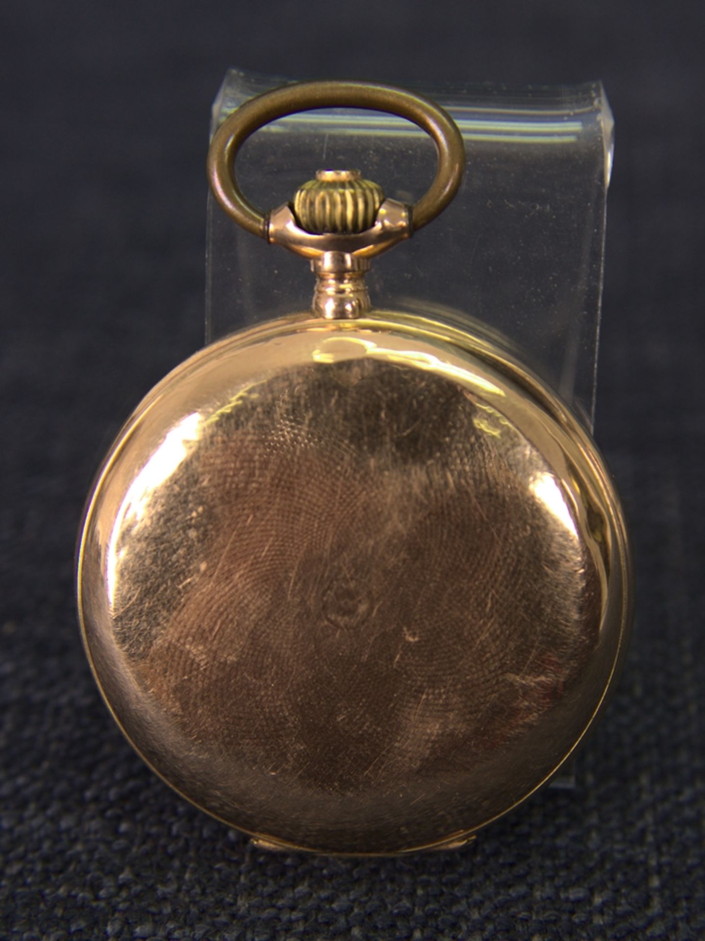 SAVONETTE Herrentaschenuhr um 1910/20, 585er Gelbgoldgehäuse, 2 Deckel Gold, Staubdeckel Metall, - Image 3 of 12