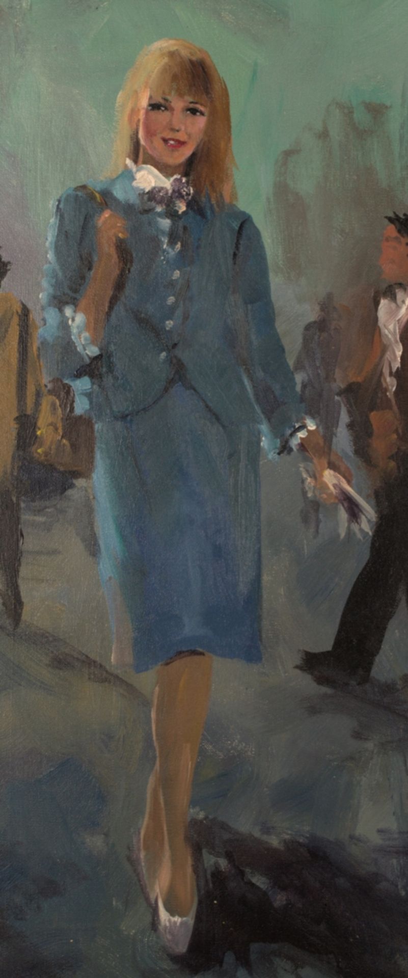 "Stewardess". Gemälde, Öl auf Leinwand, ca. 70 x 50 cm, unsignierte, akademische Malweise der 1960er - Bild 3 aus 8