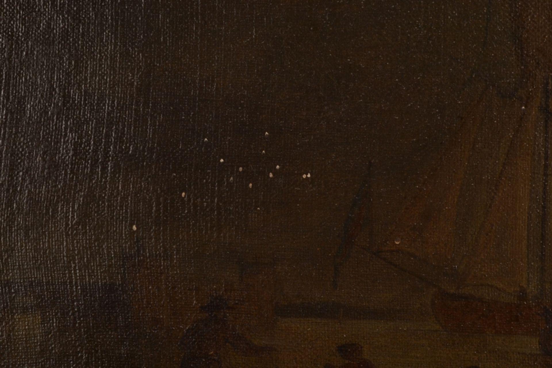 "Vor der Küste" liegendes Segelschiff. Gemälde, Öl auf Leinwand, unsignierte historisierende, - Bild 10 aus 25