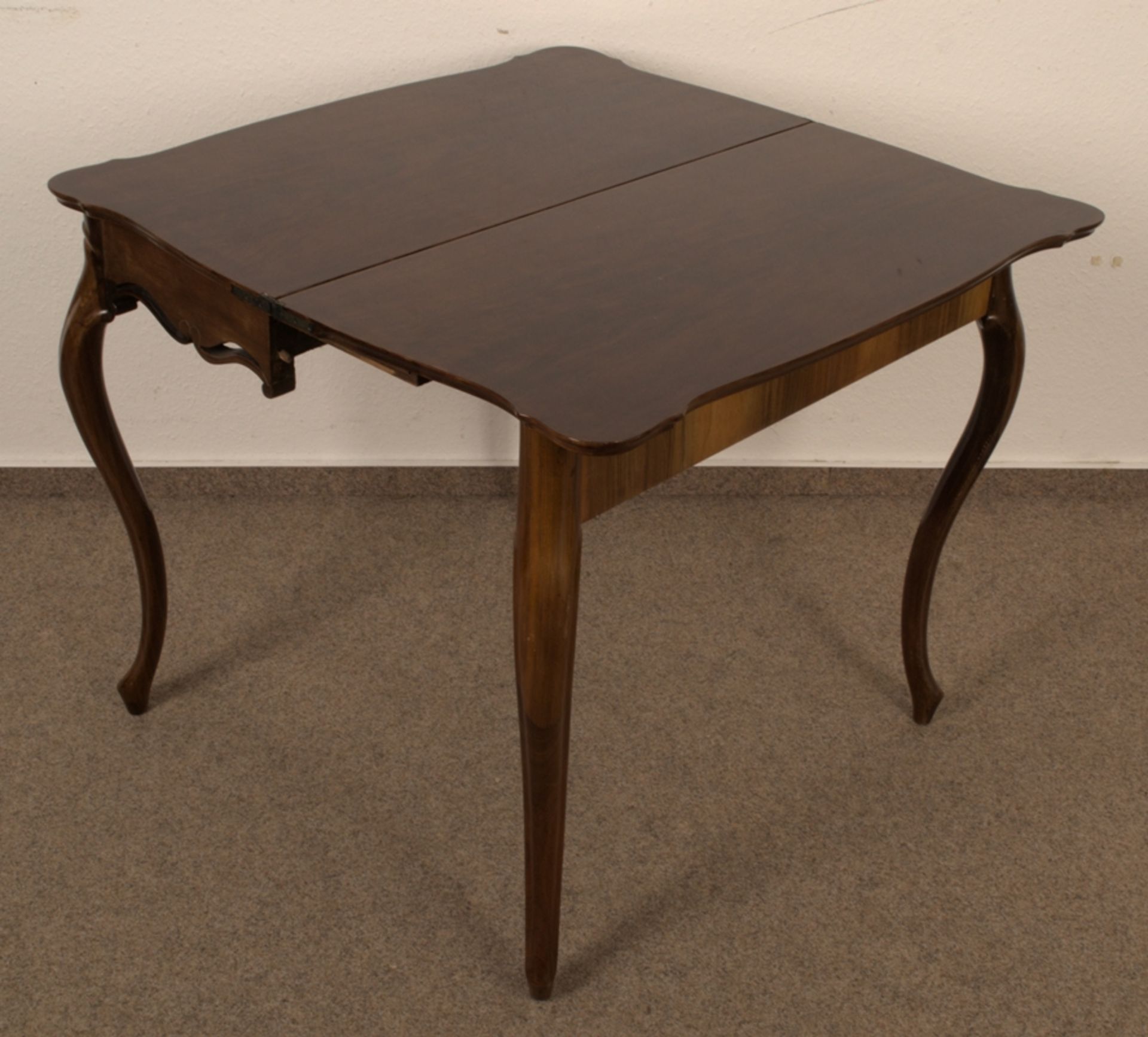 Konsoltisch/Spieltisch. Louis Philippe um 1900, Nussbaum massiv & furniert, ältere Restauration, - Image 9 of 10