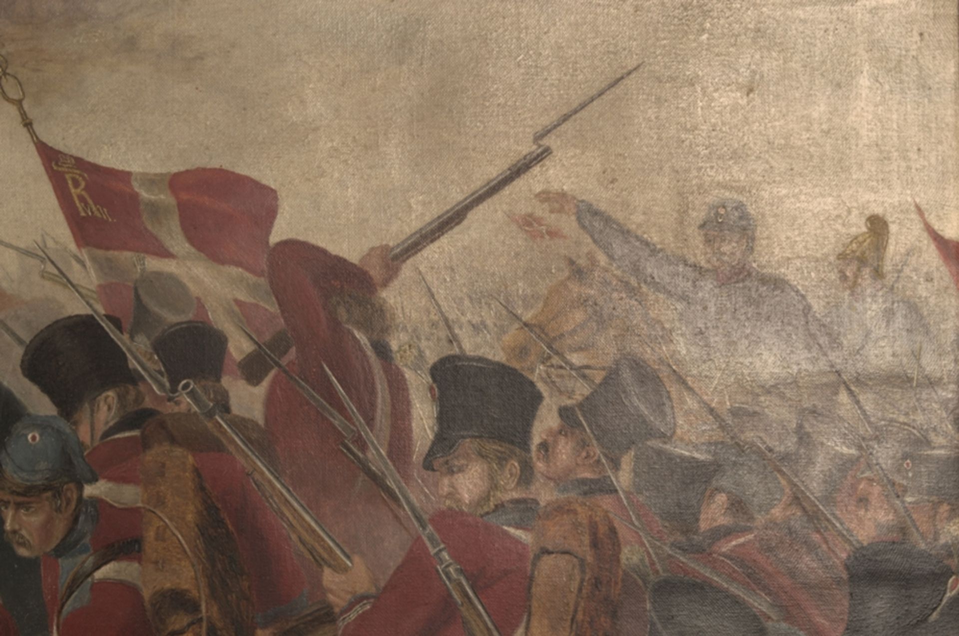 "Schlachtengemälde aus dem Deutsch-Dänischen Krieg von 1864" - Gemälde, Öl auf Leinwand, ca. 80 x - Bild 12 aus 15