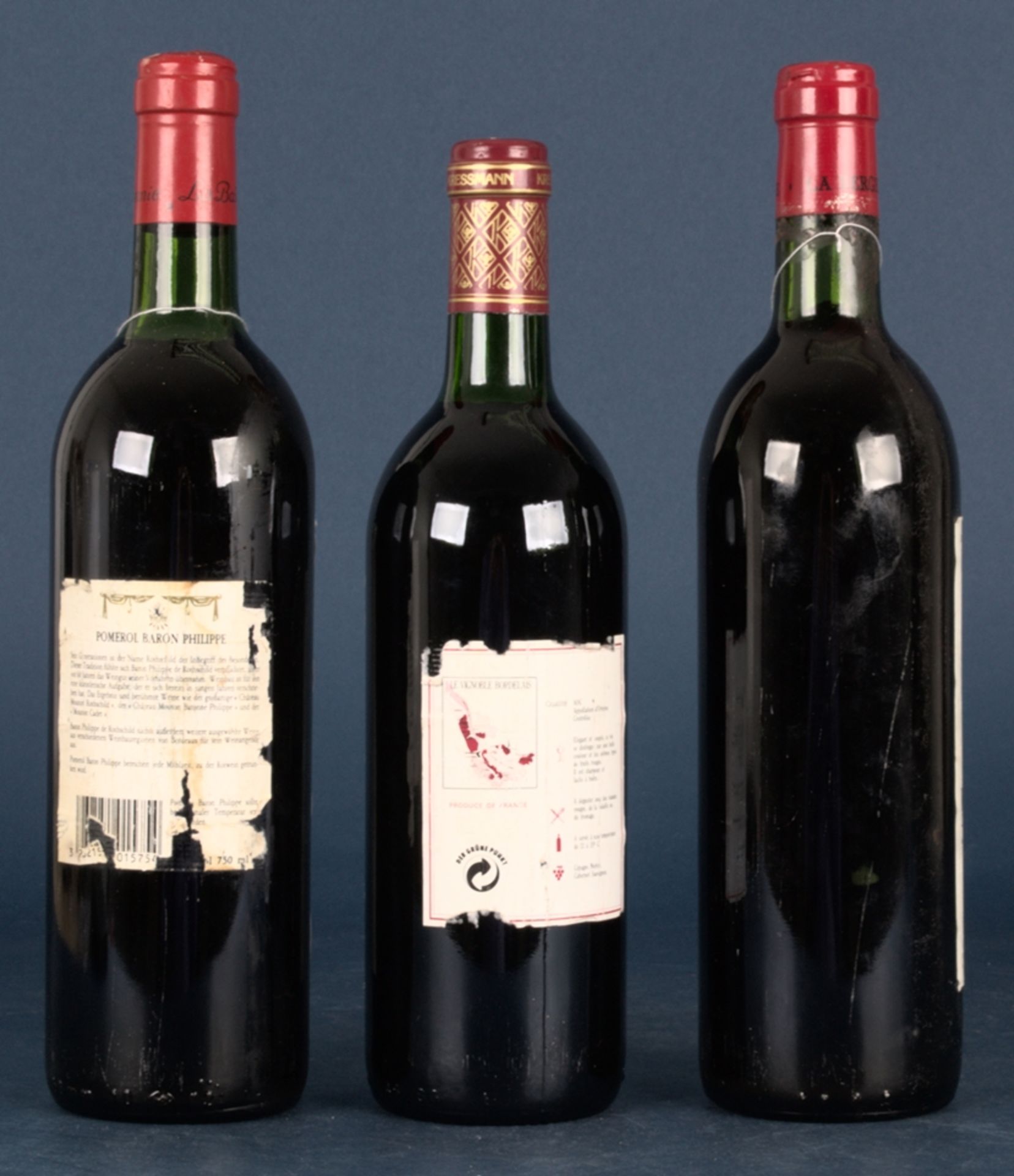 3 versch. französ. Rotweine, ungeöffnete 0,73 bis 0,75 l Flaschen, mit leicht differierenden - Bild 9 aus 9