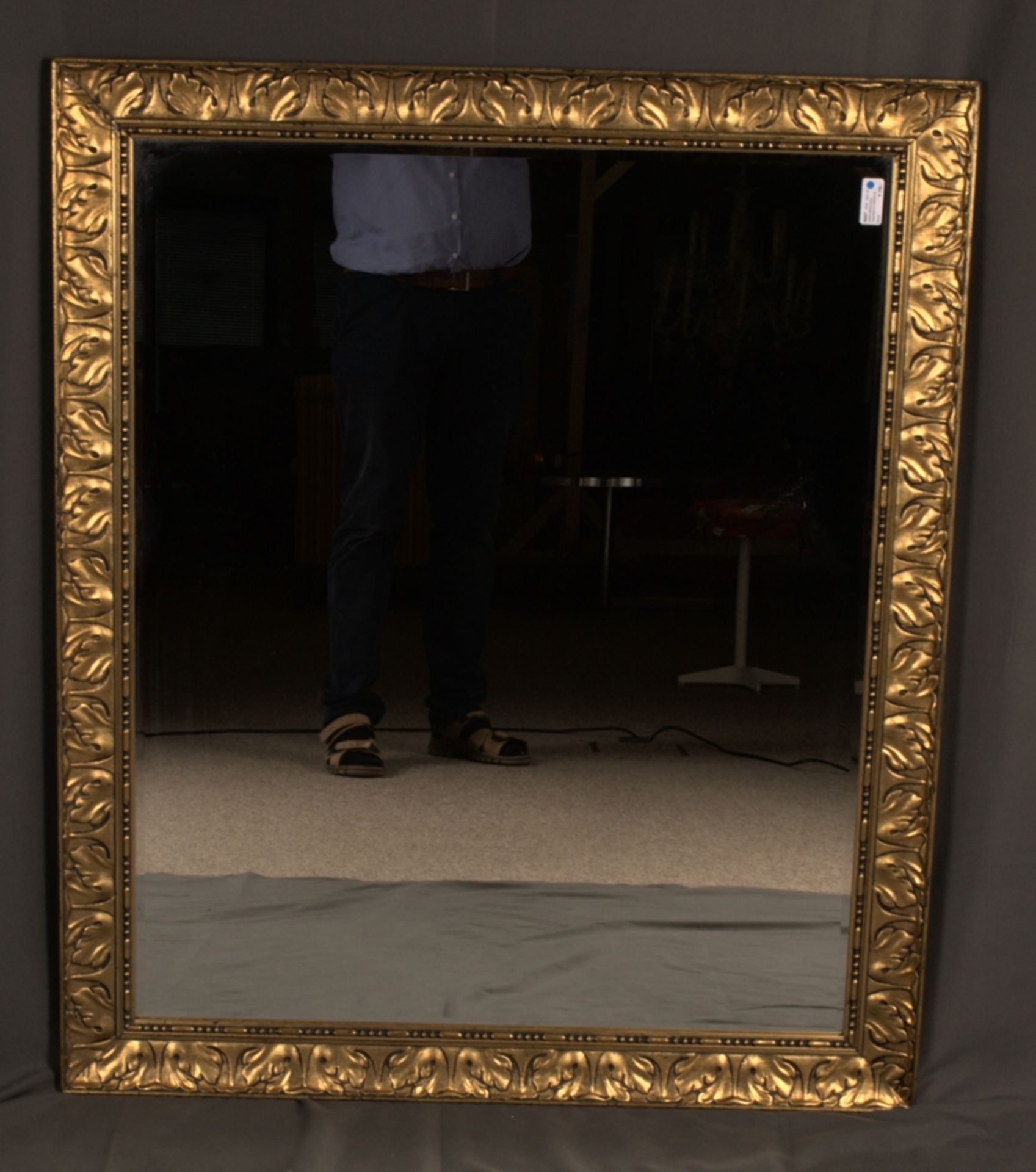 Antiker Bilderrahmen, Jugendstil um 1900/20 mit eingesetztem belegtem Spiegelglas. Schöner Erhalt. - Image 5 of 6