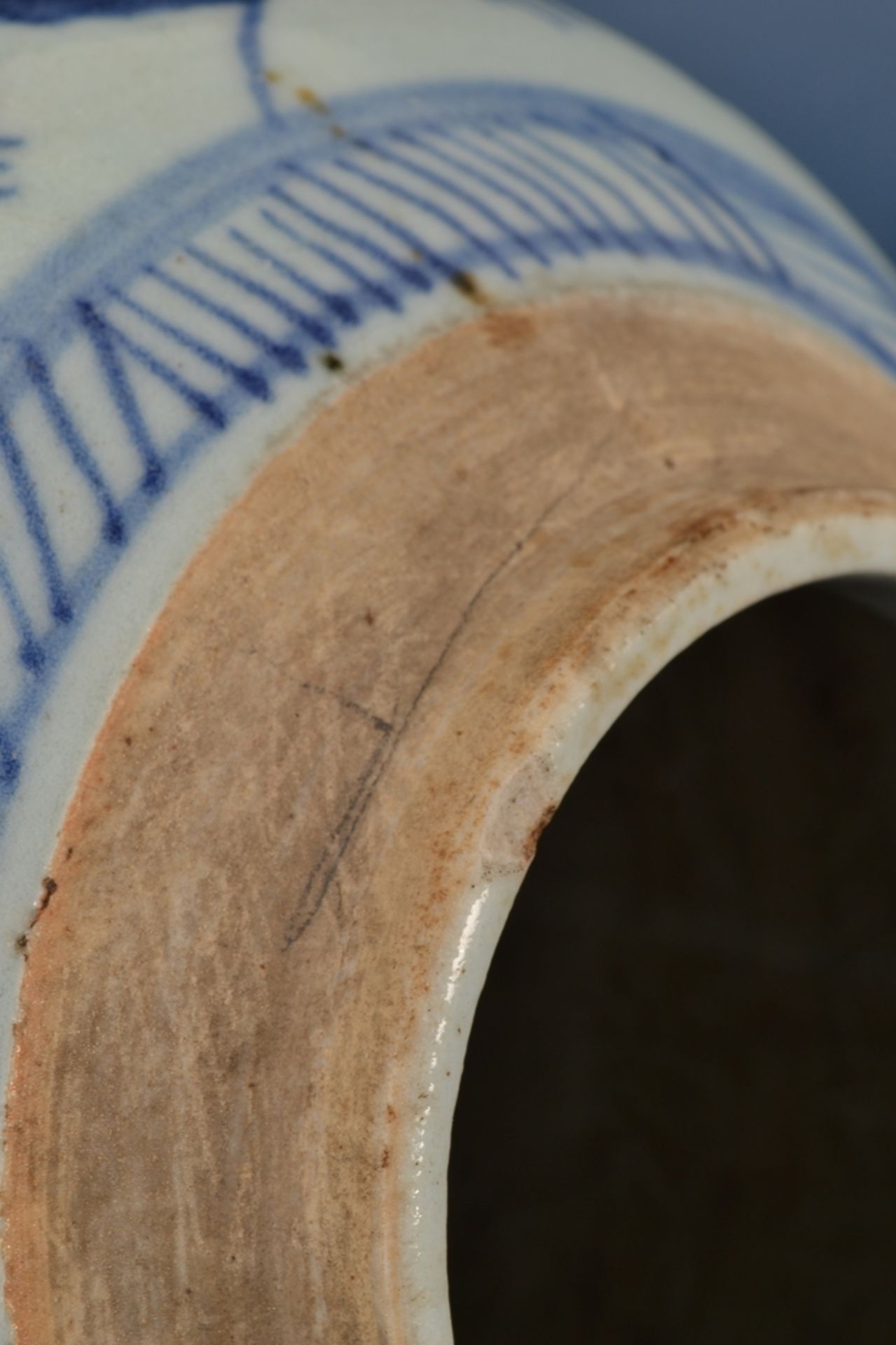 Antiker, chinesischer Ingwer-Jar/Ingwer-Topf. Blau-grauer Landschaftsdekor, alter vom Boden in die - Bild 10 aus 12