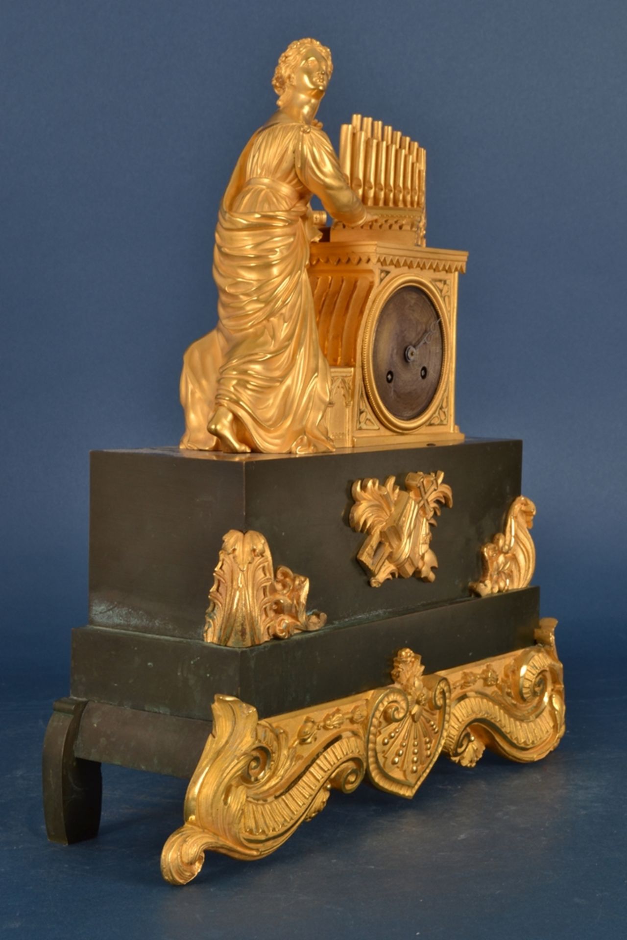 Antike französische Pendule/Kaminuhr um 1880/1900. Matt & glanzvergoldetes Gehäuse von - Image 6 of 21