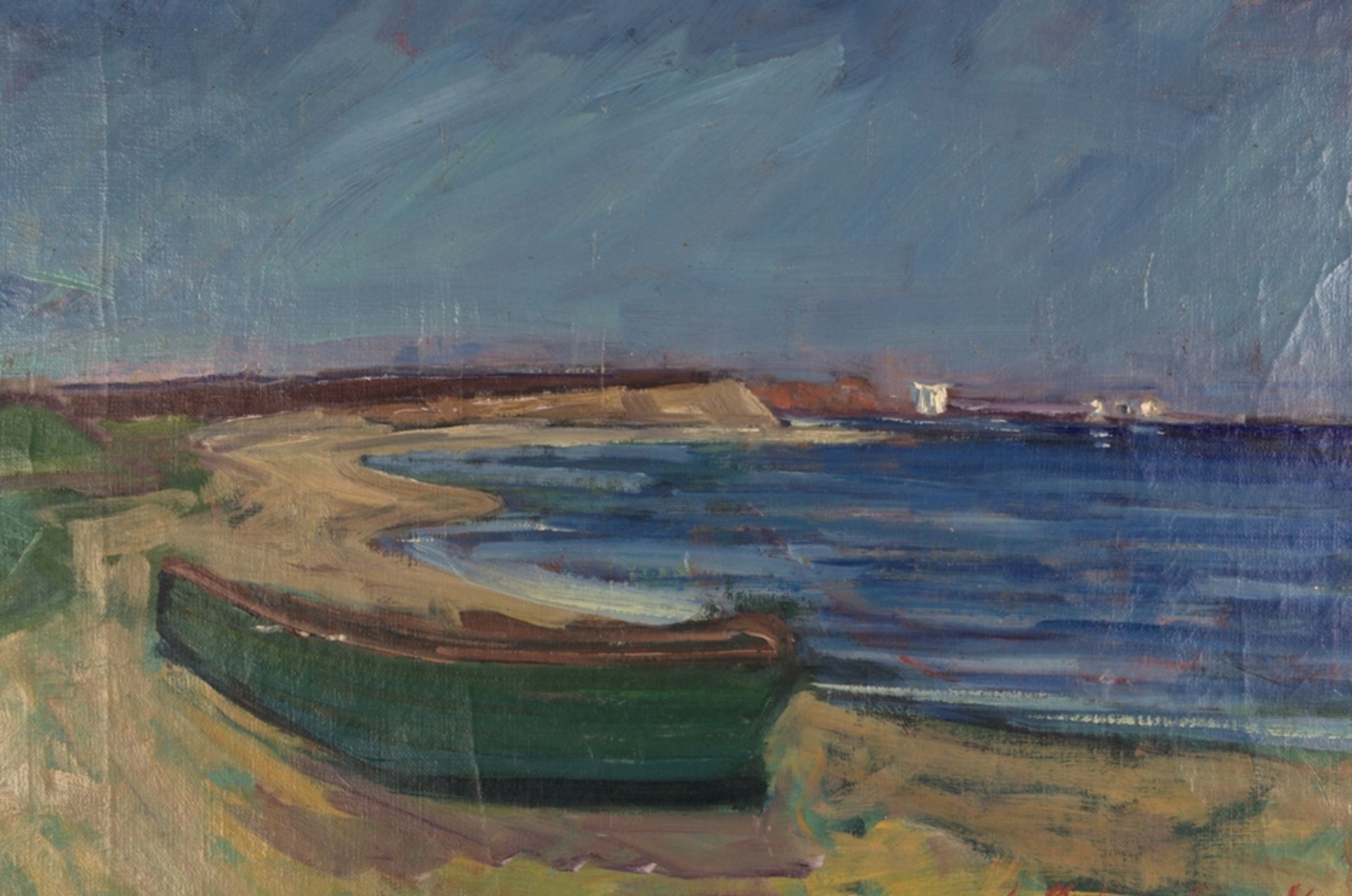 "Am Strand" - Gemälde des norwegischen Künstlers A. Osterskov. Öl auf Leinwand, ca. 40 x 52 cm, - Image 2 of 6