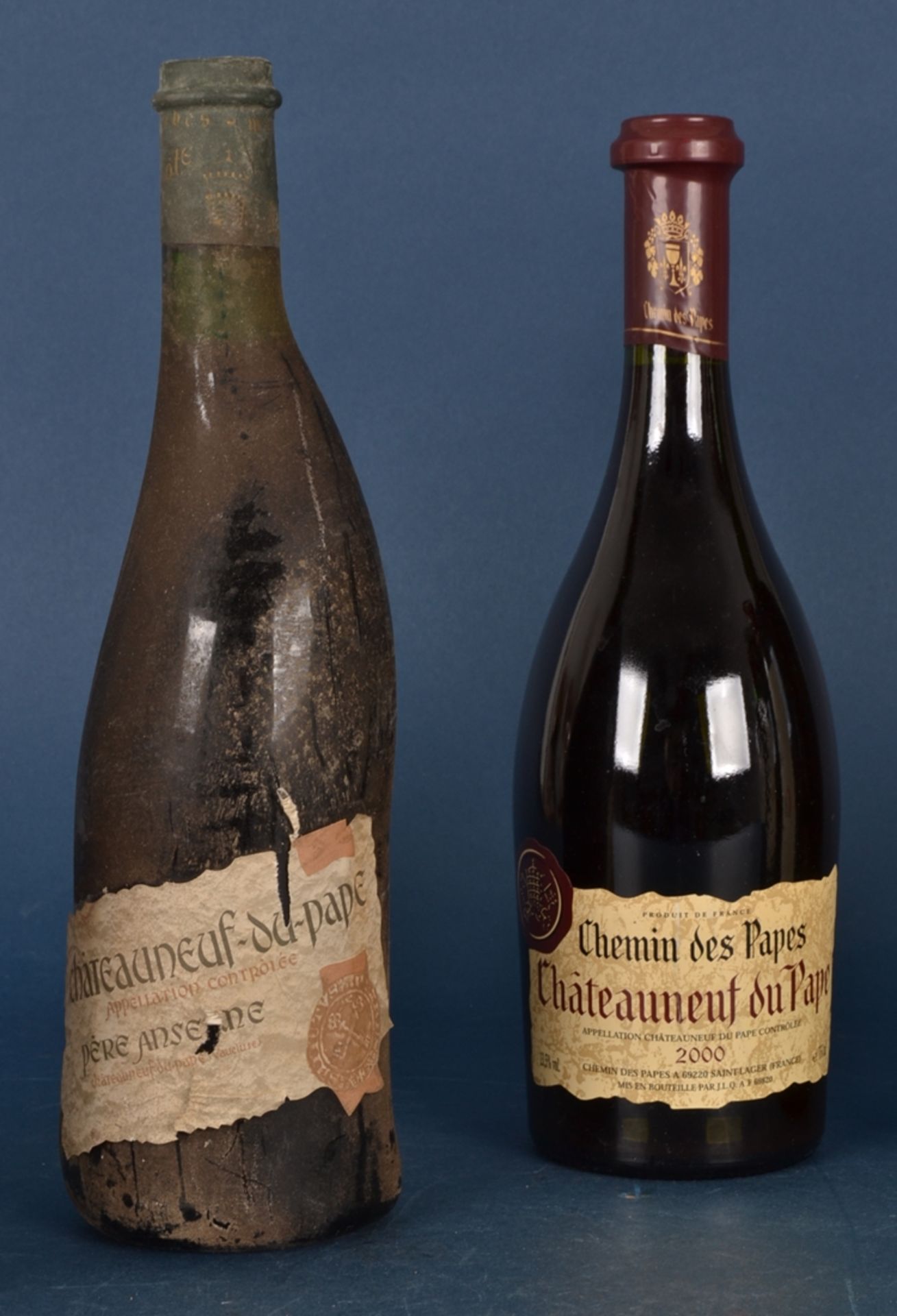 7 französische Flaschen Rotwein: 1x 2000er "Chemin des Papes, Chateauneuf du Pape". 1x 1979er " - Image 7 of 12