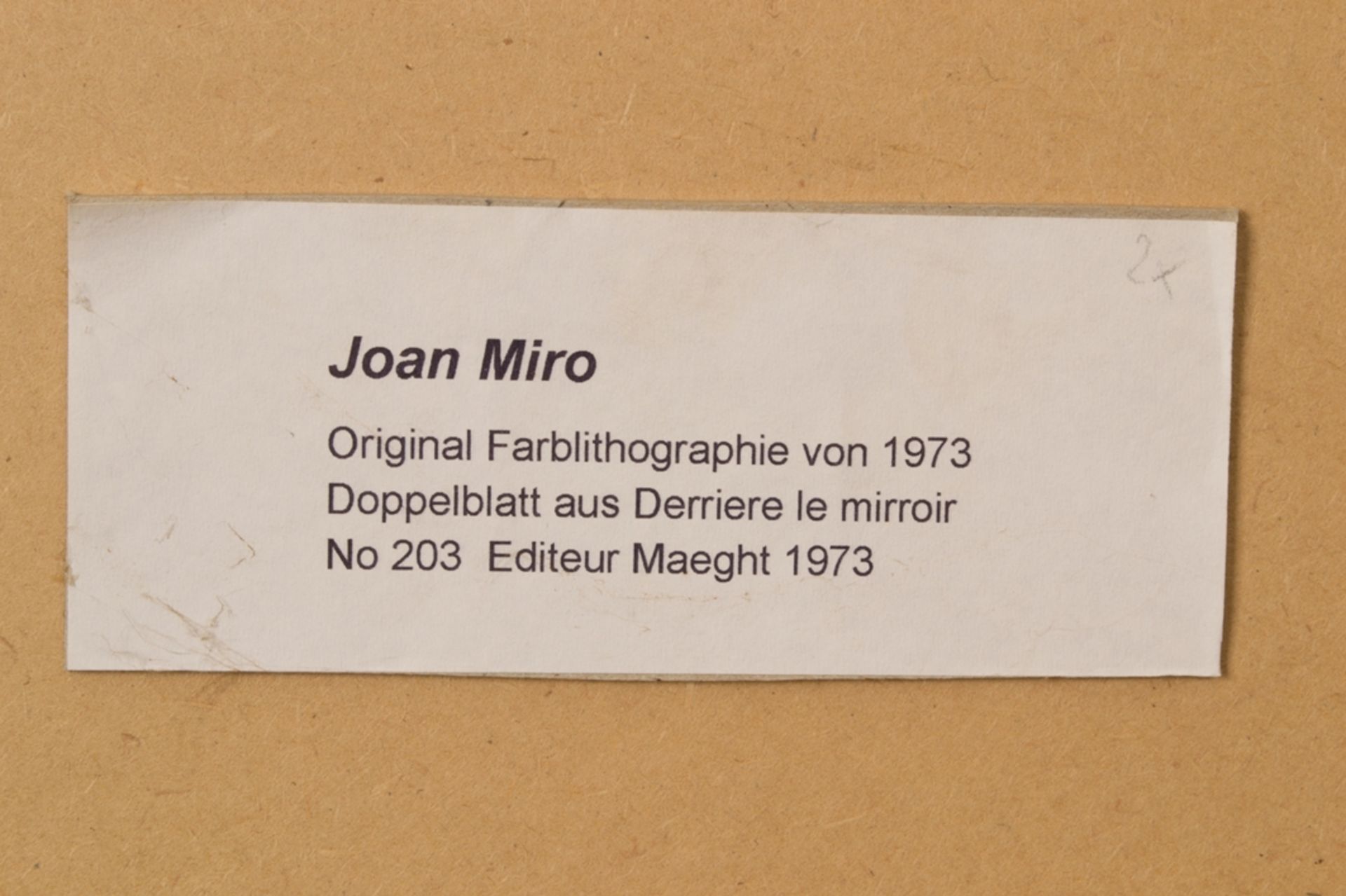 Joan MIRO Original Farblithographie von 1973. Doppelblatt aus "Derriere Le Miroir Nr. 203". - Image 5 of 5