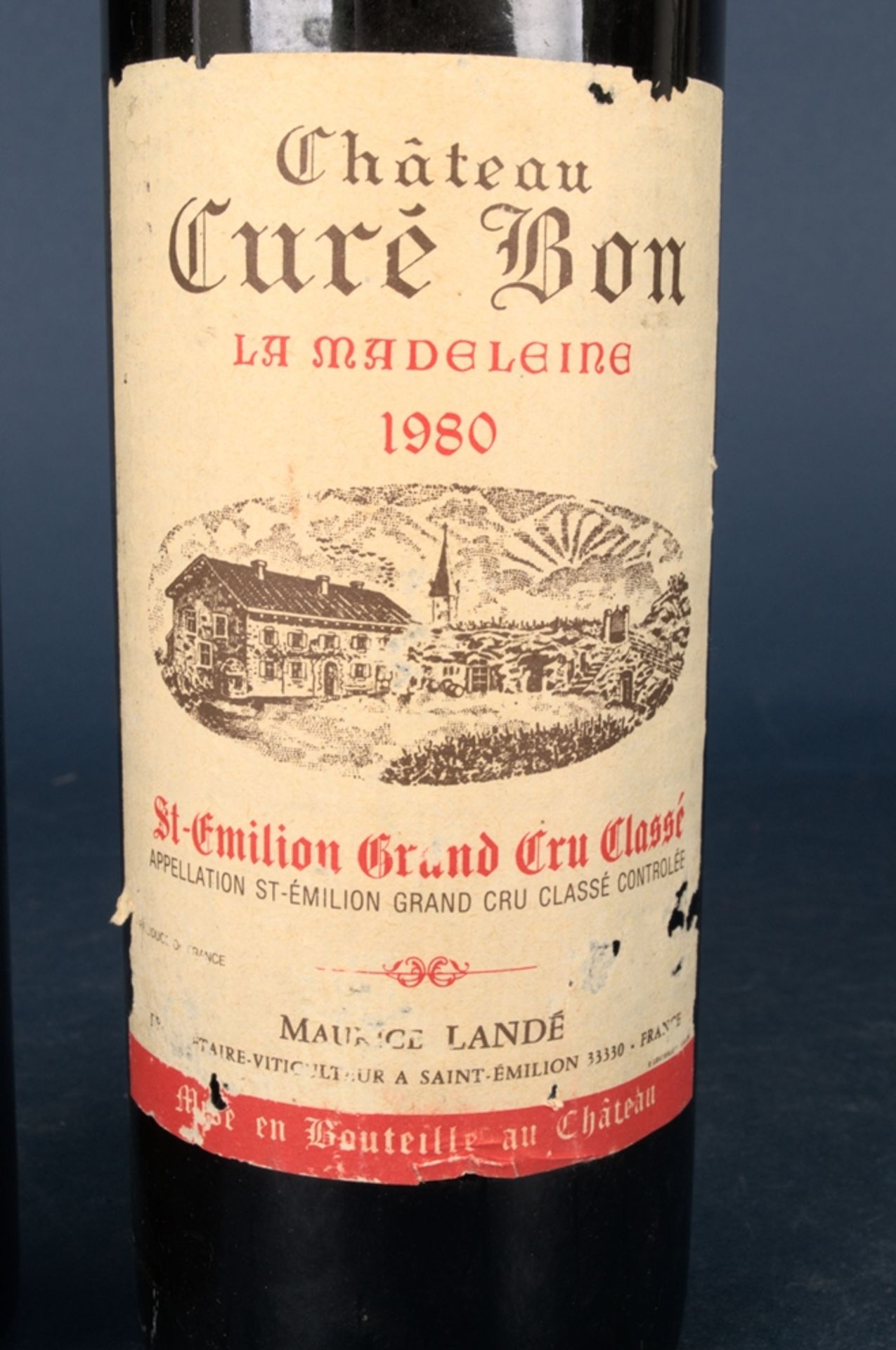 2 Flaschen französ. Rotwein: 1980er "Chateau Cure Bon la Madeleine", Saint Emilion Grand Cru Classe. - Image 3 of 7