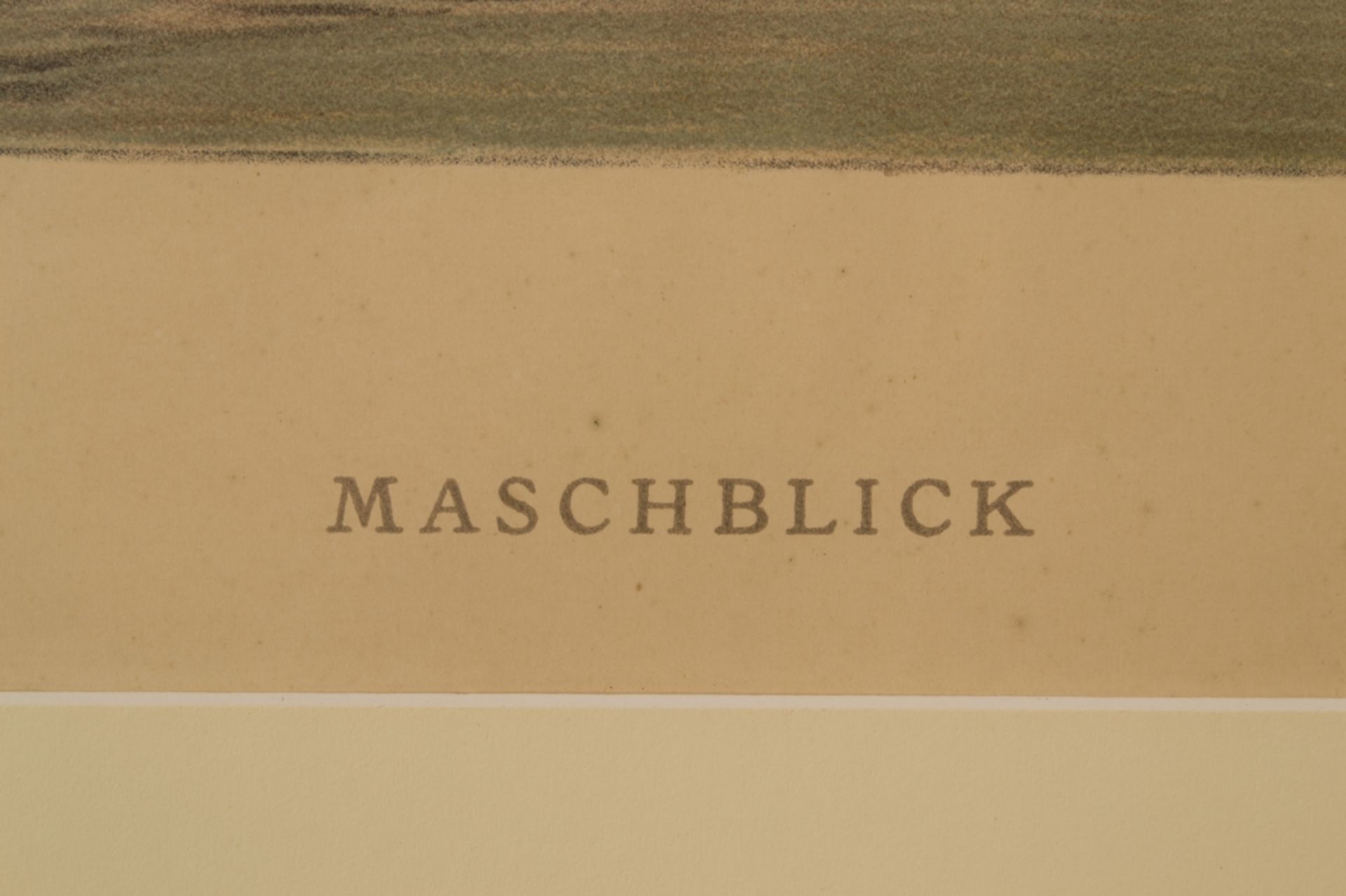 "Maschblick", hinter Glas gerahmte farbige Steinzeichnung von Richard Schlösser, Hannover 1915. Abb. - Image 5 of 7