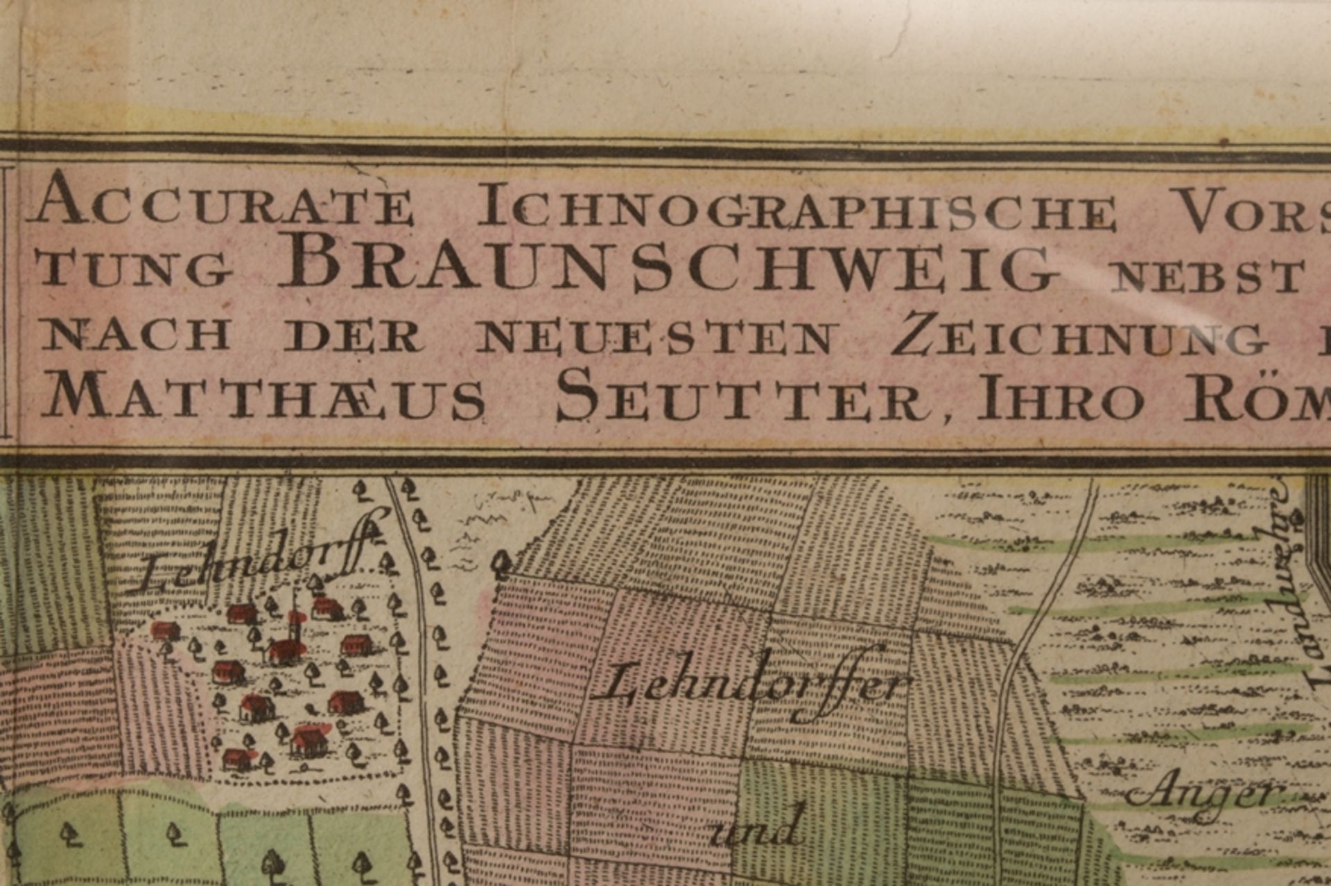 "TABULA ICHNOGRAPHICA BRUNSUIGAE..." (Braunschweig), altkolorierte Kupferstichkarte, gestochen bei - Image 5 of 8