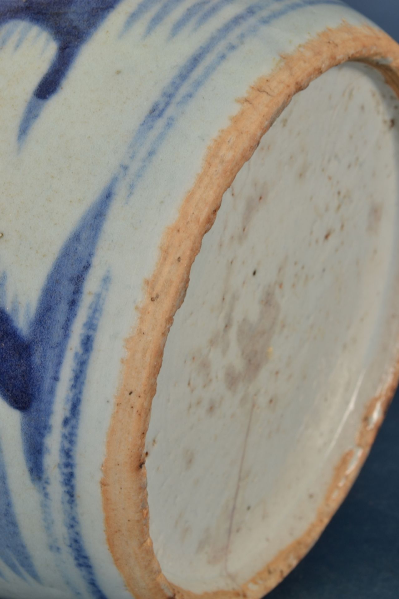 Antiker, chinesischer Ingwer-Jar/Ingwer-Topf. Blau-grauer Landschaftsdekor, alter vom Boden in die - Bild 11 aus 12