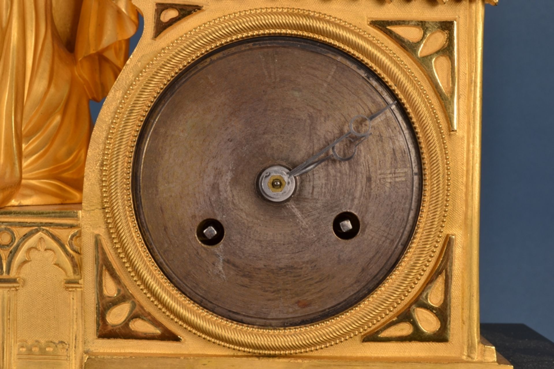 Antike französische Pendule/Kaminuhr um 1880/1900. Matt & glanzvergoldetes Gehäuse von - Image 3 of 21