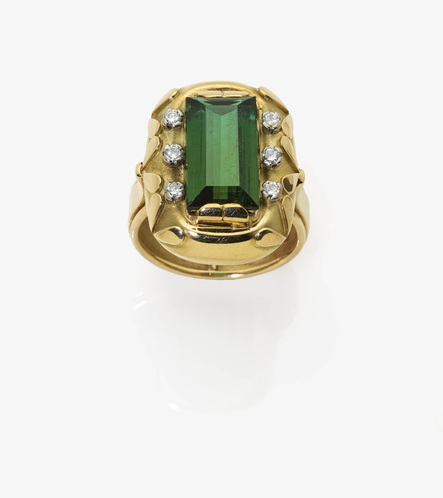 A Tourmaline and Diamond Ring