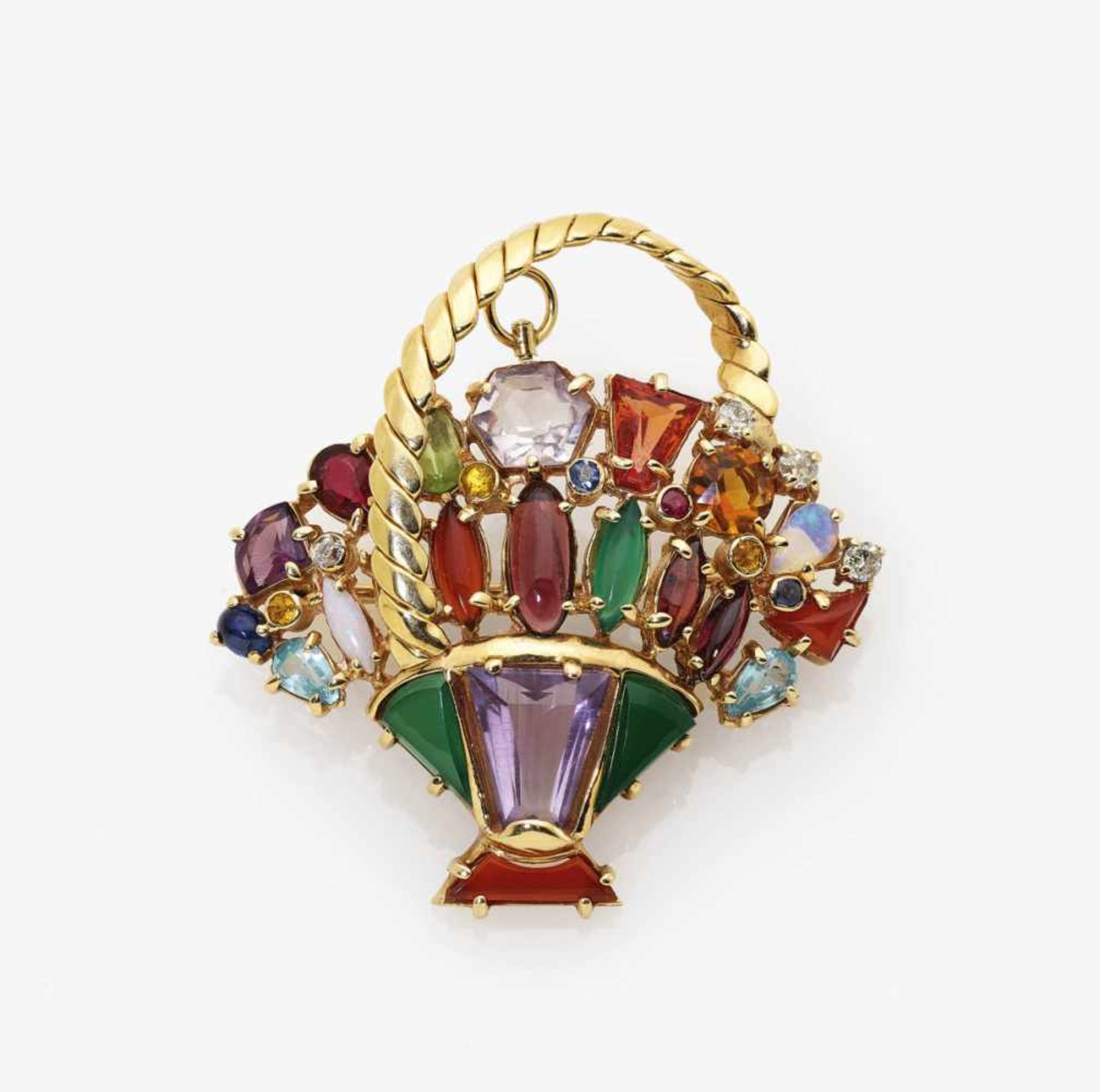 A Vari-coloured Gem Set Floral Bouquet Brooch