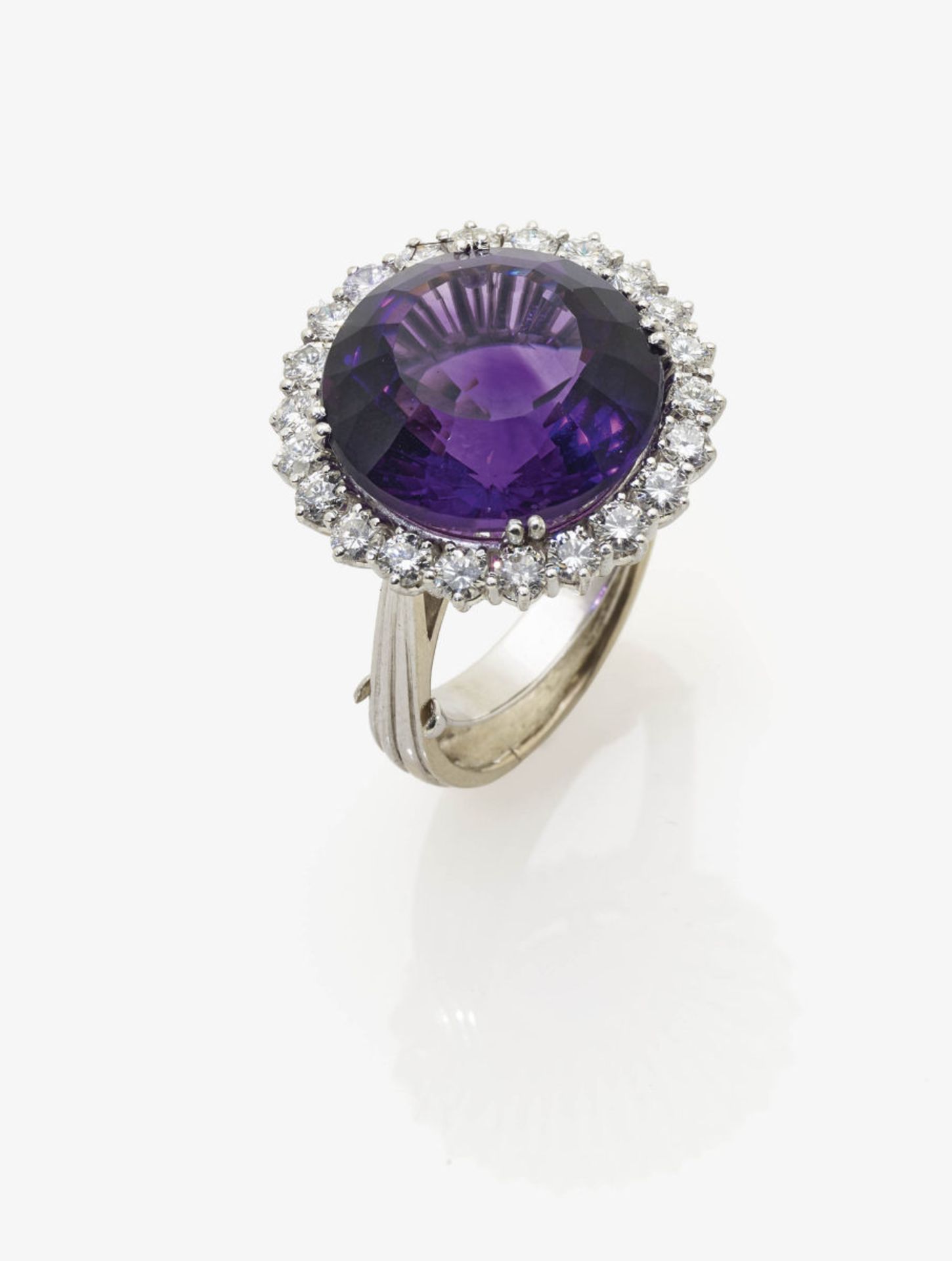 A Diamond and Amethyst Ring