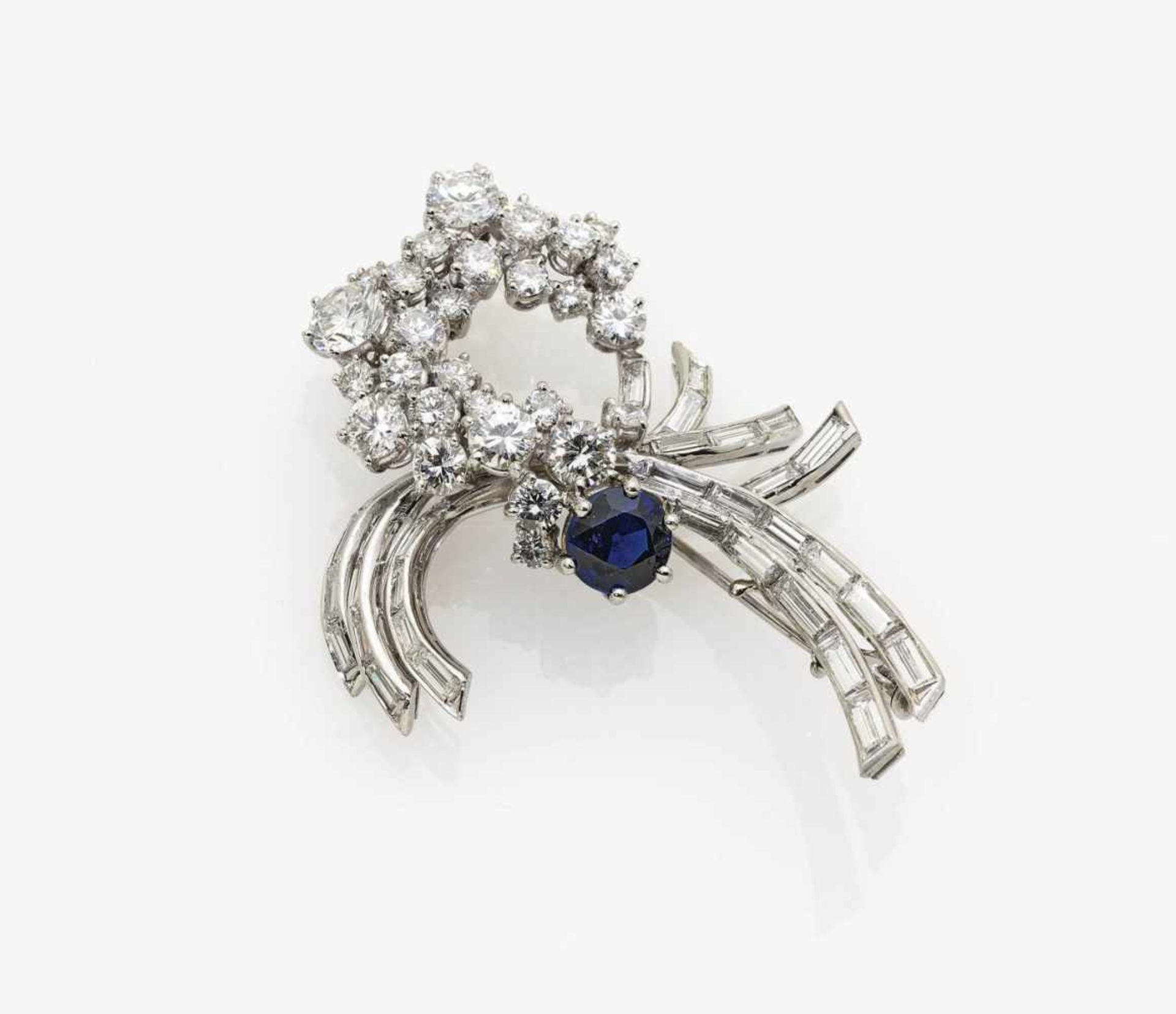 A Sapphire and Diamond Brooch