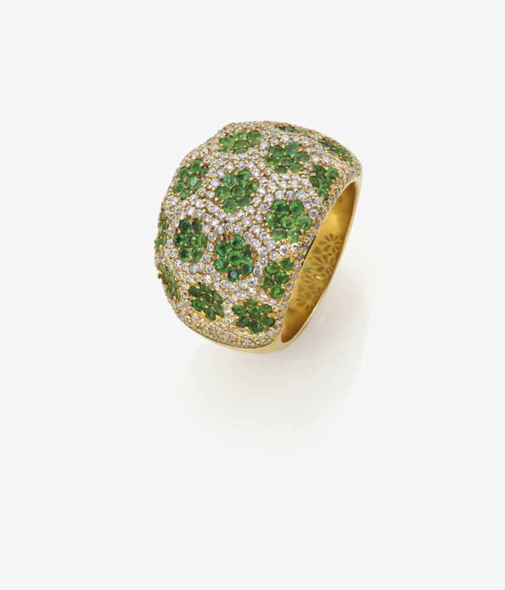 An Emerald and Diamond Cocktail Ring