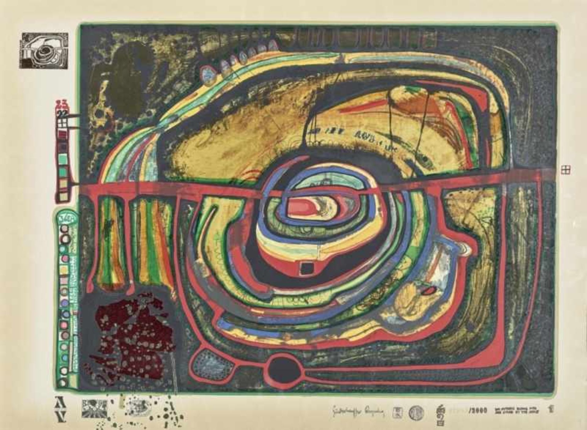 Hundertwasser, Friedensreich('Fritz Stowasser')1928 Wien - 2000 Queen Elizabeth 2, Pazifischer