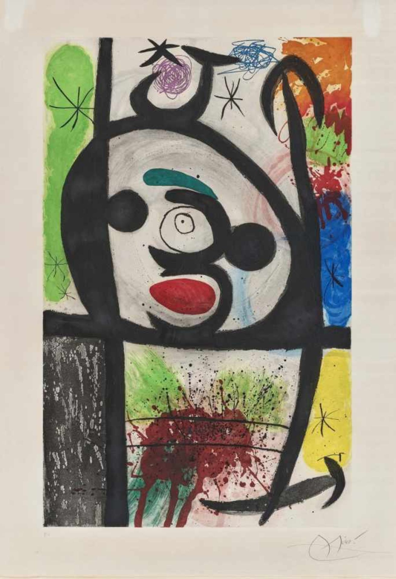 Miró, Joan1893 Barcelona - 1983 Palma de MallorcaLa Femme Toupie. 1974 Farbige Aquatintaradierung