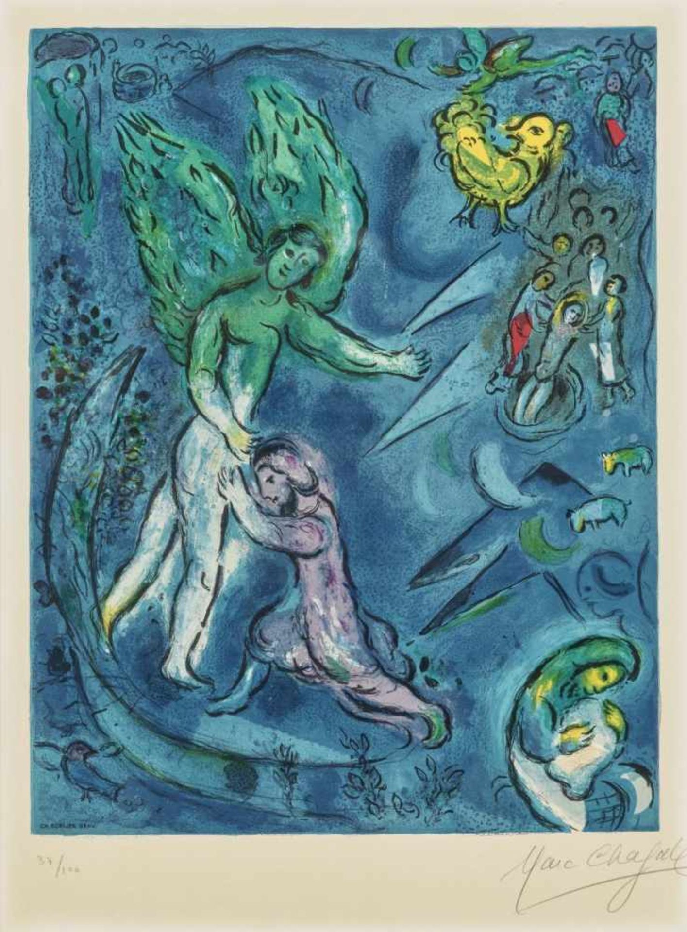 Chagall, Marc1887 Witebsk - 1985 St. Paul de VenceDer Kampf Jacobs mit dem Engel. 1967