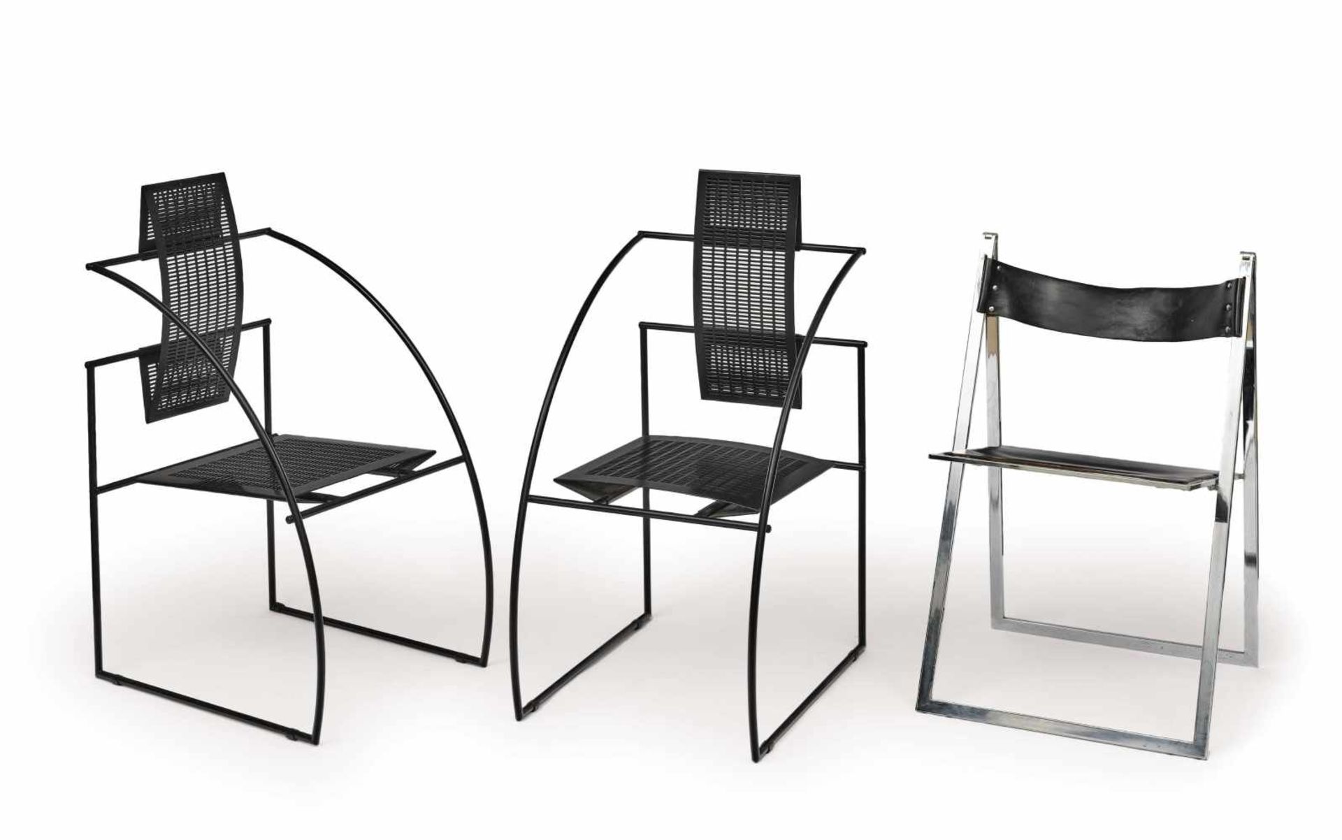 Ein Paar StühleEntwurf Mario Botta, 1980-1989, Ausführung Alias Italien Stahl, geschwärzt.
