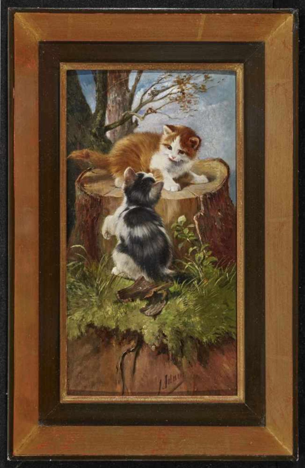 Adam d. J., Julius1852 München - 1913 ebendaZwei spielende Kätzchen an einem BaumstumpfR. u. - Bild 2 aus 2
