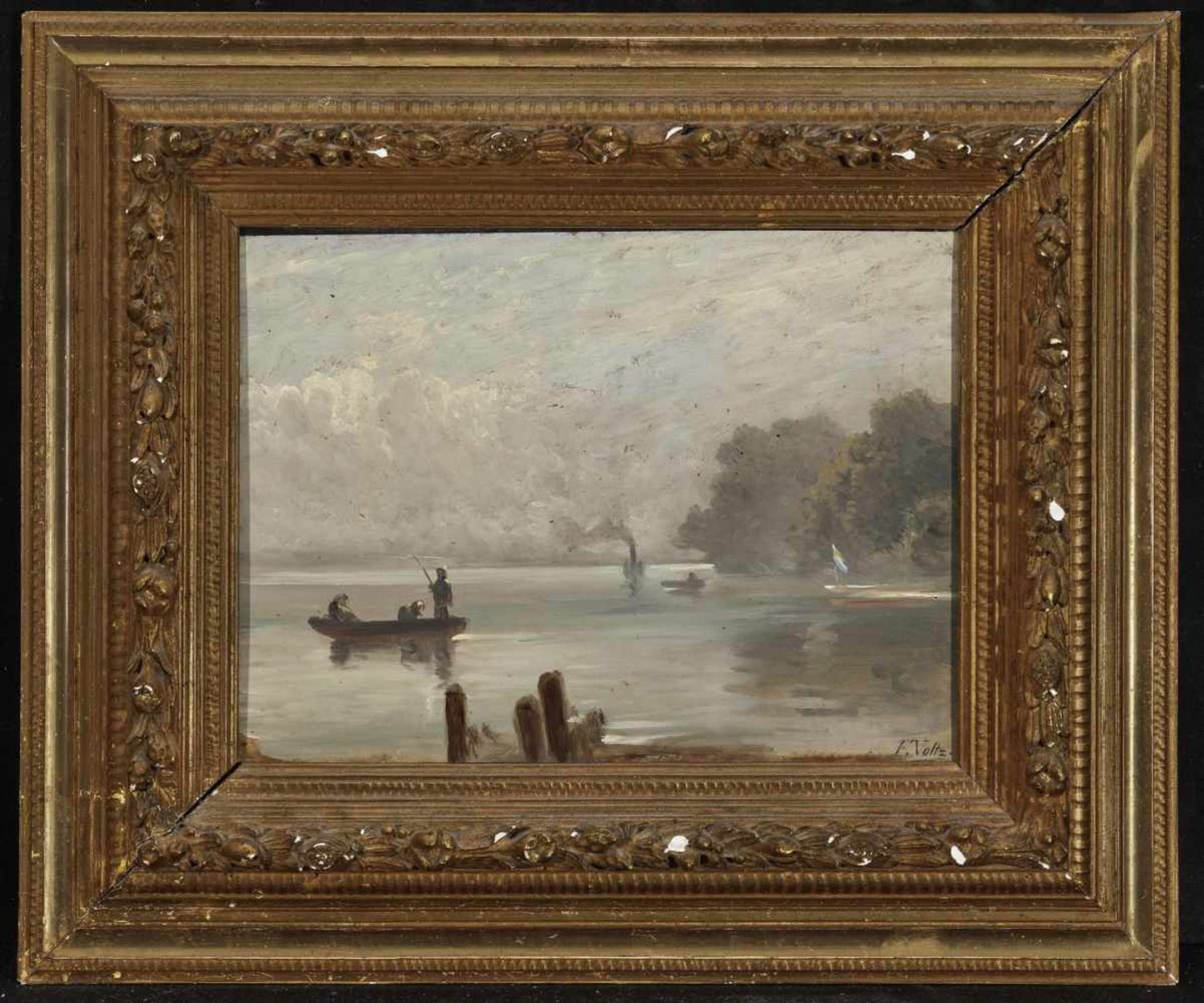 Voltz, Johann Friedrich1817 Nördlingen - 1886 MünchenFischer am SeeuferIm Hintergrund ein - Bild 2 aus 2