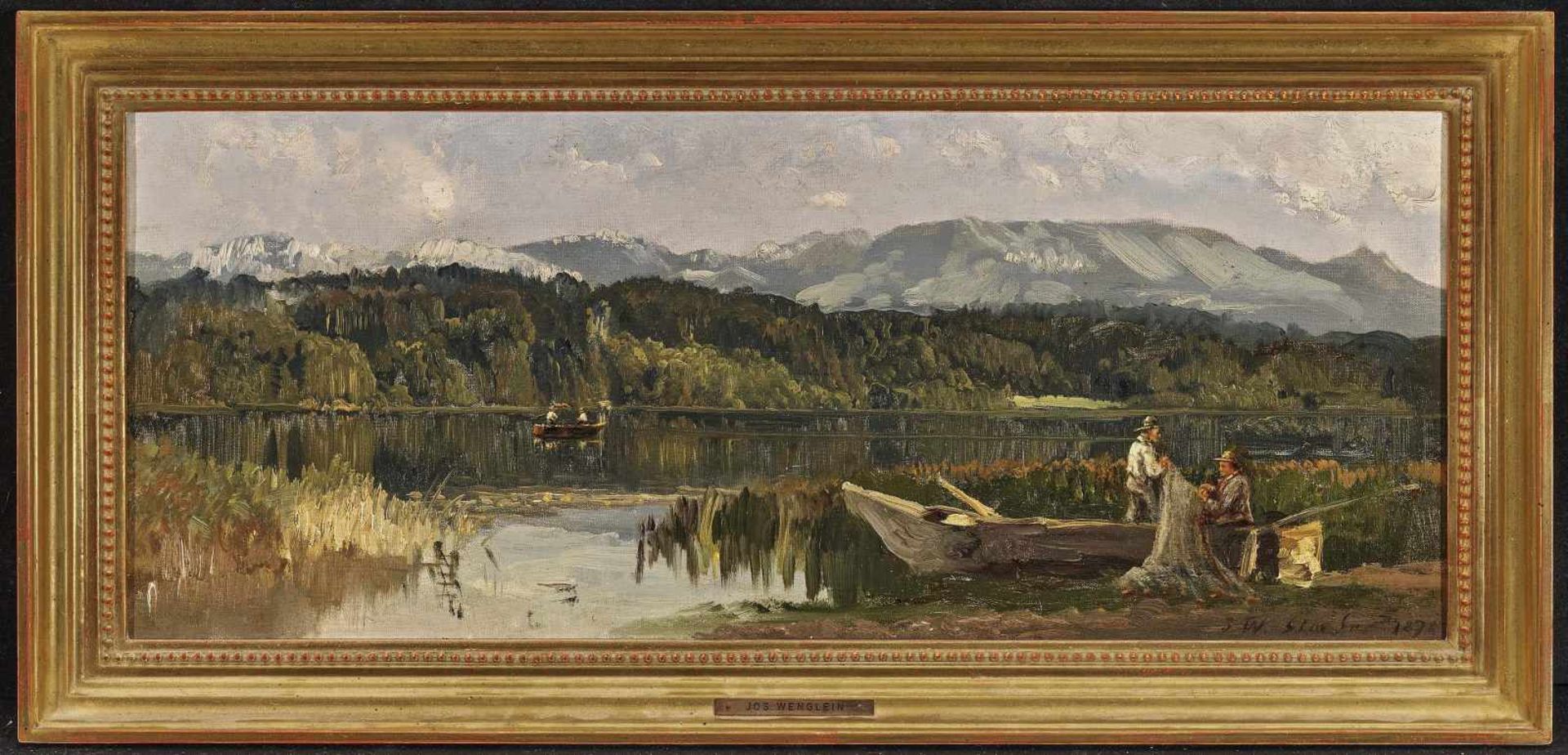 Wenglein, Josef1845 München - 1919 Bad TölzDer Simssee mit HochriesR. u. monogrammiert, - Bild 2 aus 2