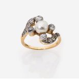 Ring mit Perle und Diamanten