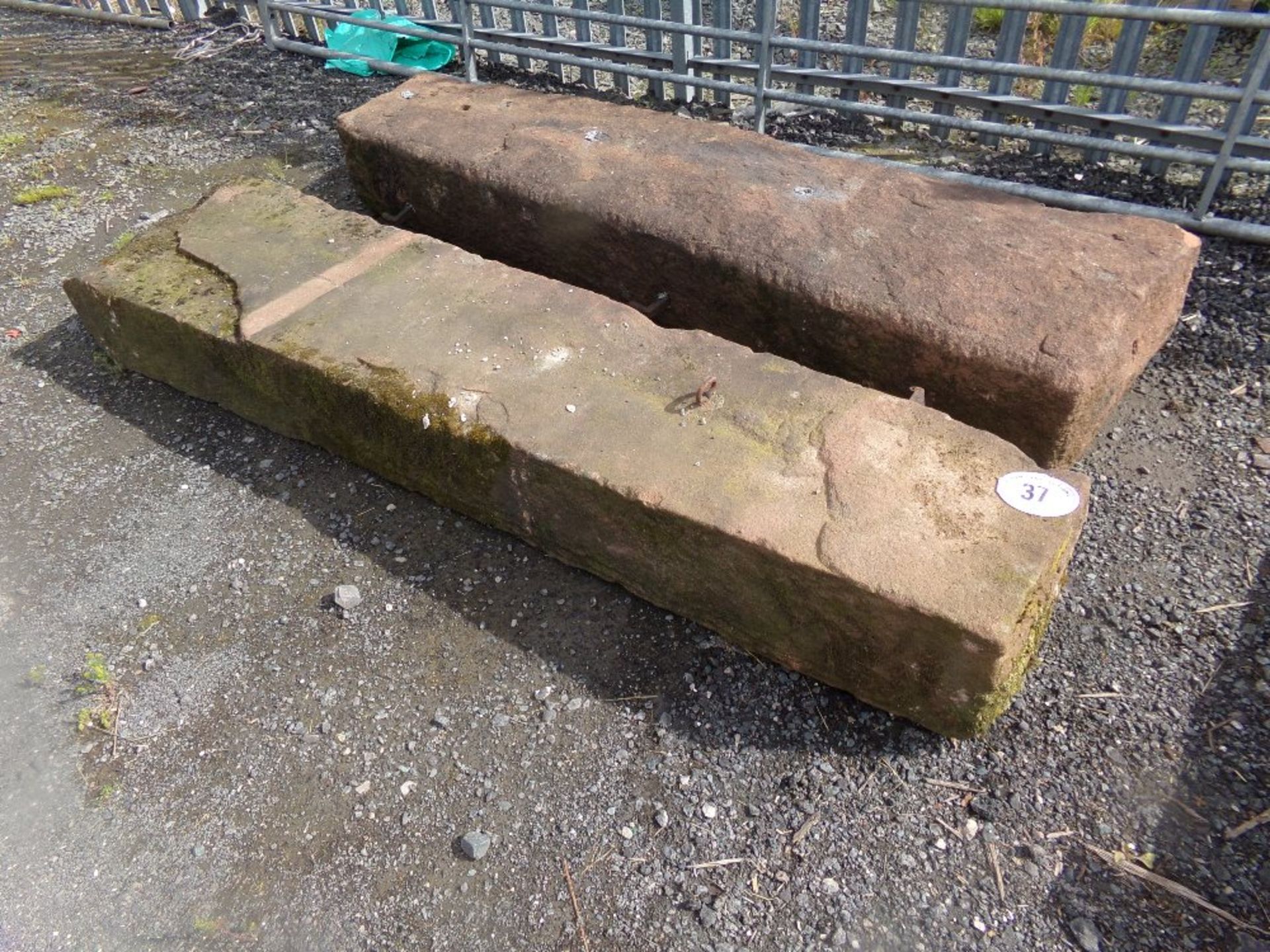 PAIR STONE GATE POSTS 7.5FT HIGH APPROX