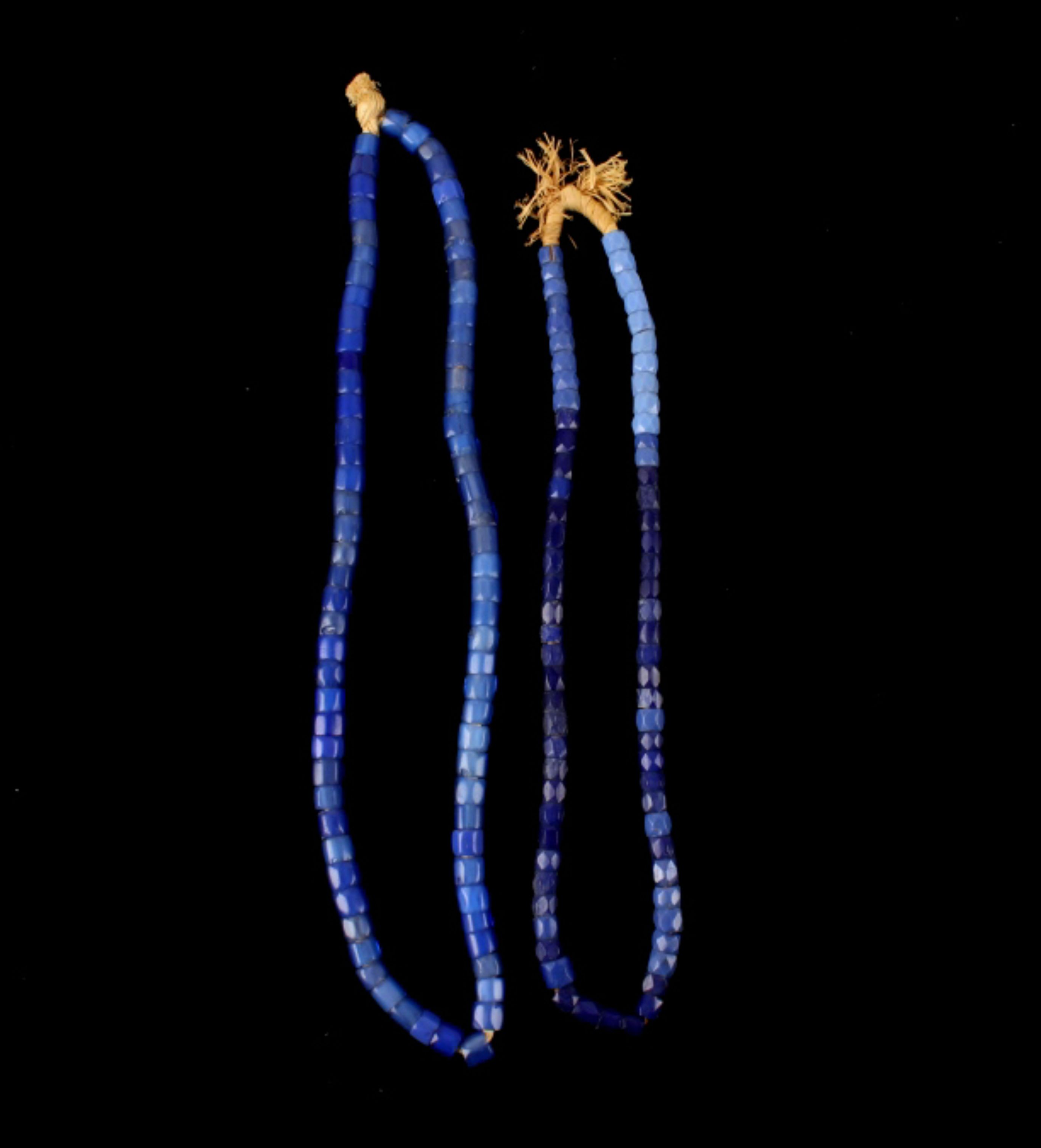 African Cobalt Glass Trade Bead Necklaces