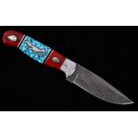 Navajo Dave Yellowhorse Turquoise Roadrunner Knife