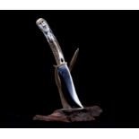 Jed Miller Antler Tine Inlaid Turquoise Knife