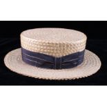 1920's Straw Boater Hat From The Hat Box Butte MT.