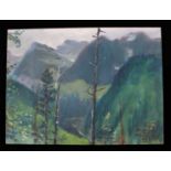 Carl Tolpo Bird Woman Falls Oil Painting, Glacier