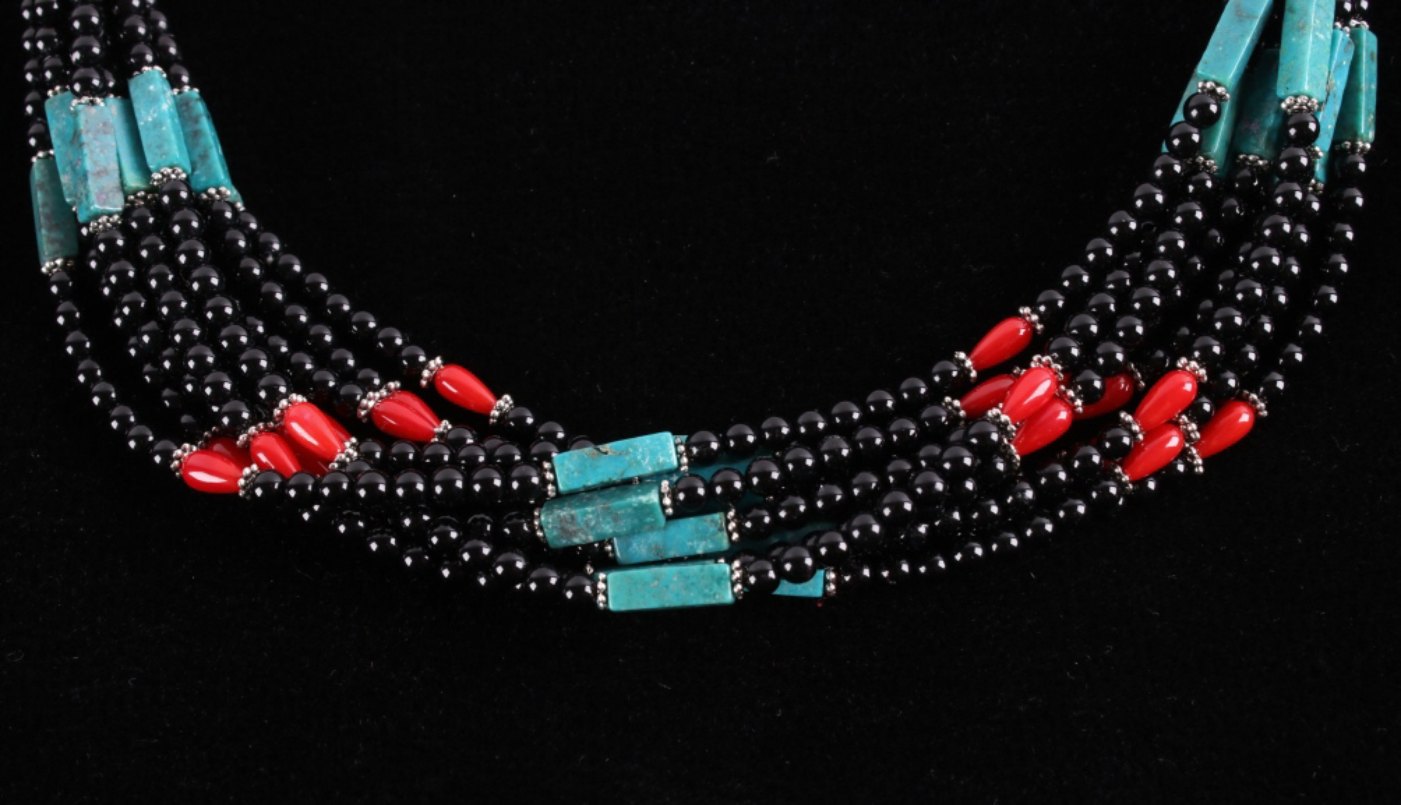 Navajo TR Singer Lone Mountain Turquoise Necklace - Image 4 of 8