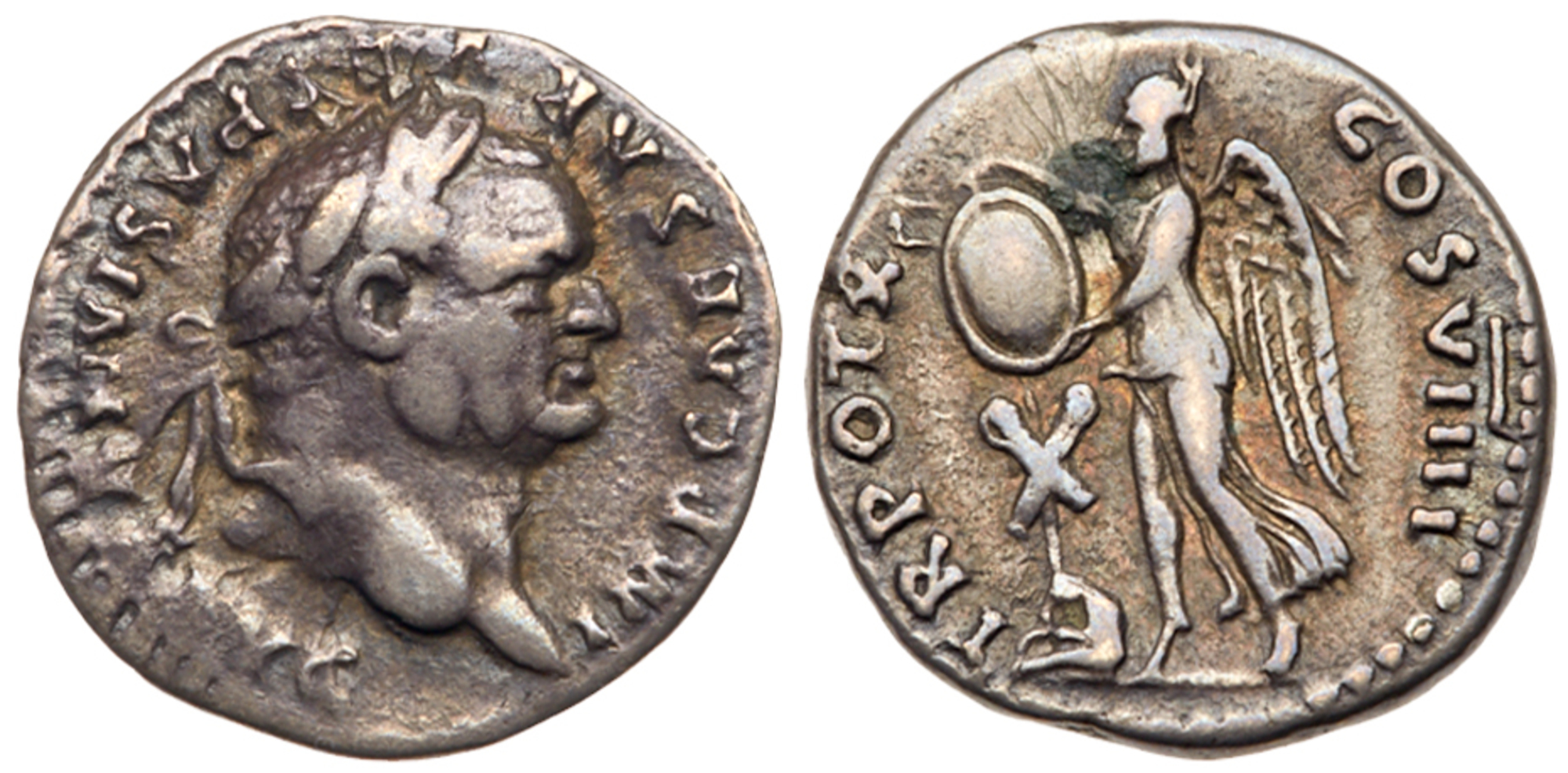 Vespasian. Silver Denarius, AD 69-79. VF