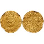 France. Charles VI (1380-1422). gold Ecu d'or a la couronne, undated (3.73g)