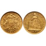 Chile. Republic. Gold 10 Pesos, 1866, Santiago mint