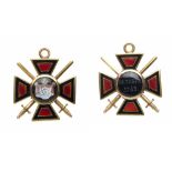 ORDER OF ST. VLADIMIR. Cross. 4th Class. Military Division. Gold and enamels.