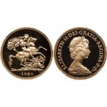Great Britain. Elizabeth II (1952-). Proof three coin Gold Set, 1984,