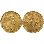 France. Louis XIV (1643-1715). gold Half Louis d'or aux 4 L, 1696-A (3.37g)