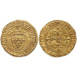 France. Louis XII (1498-1515). Gold Half Ecu d'or au soleil, undated (1.71g)