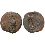 Judaea, Herodian Kingdom. Herod II Archelaus. Ã† Prutah (1.93 g), 4 BCE-6 CE. VF