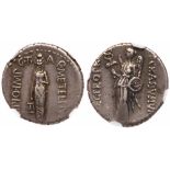 Q. Caecilius Metellus Pius Scipio. Silver Denarius (3.94 g), 47-46 BC