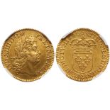 France. Louis XIV (1643-1715). Gold Half Louis d'or a l'ecu, 1690-A (Paris)