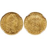 France. Louis XIV (1643-1715). Gold 1 Louis d'or a l'ecu, 1691-N (Montpellier)